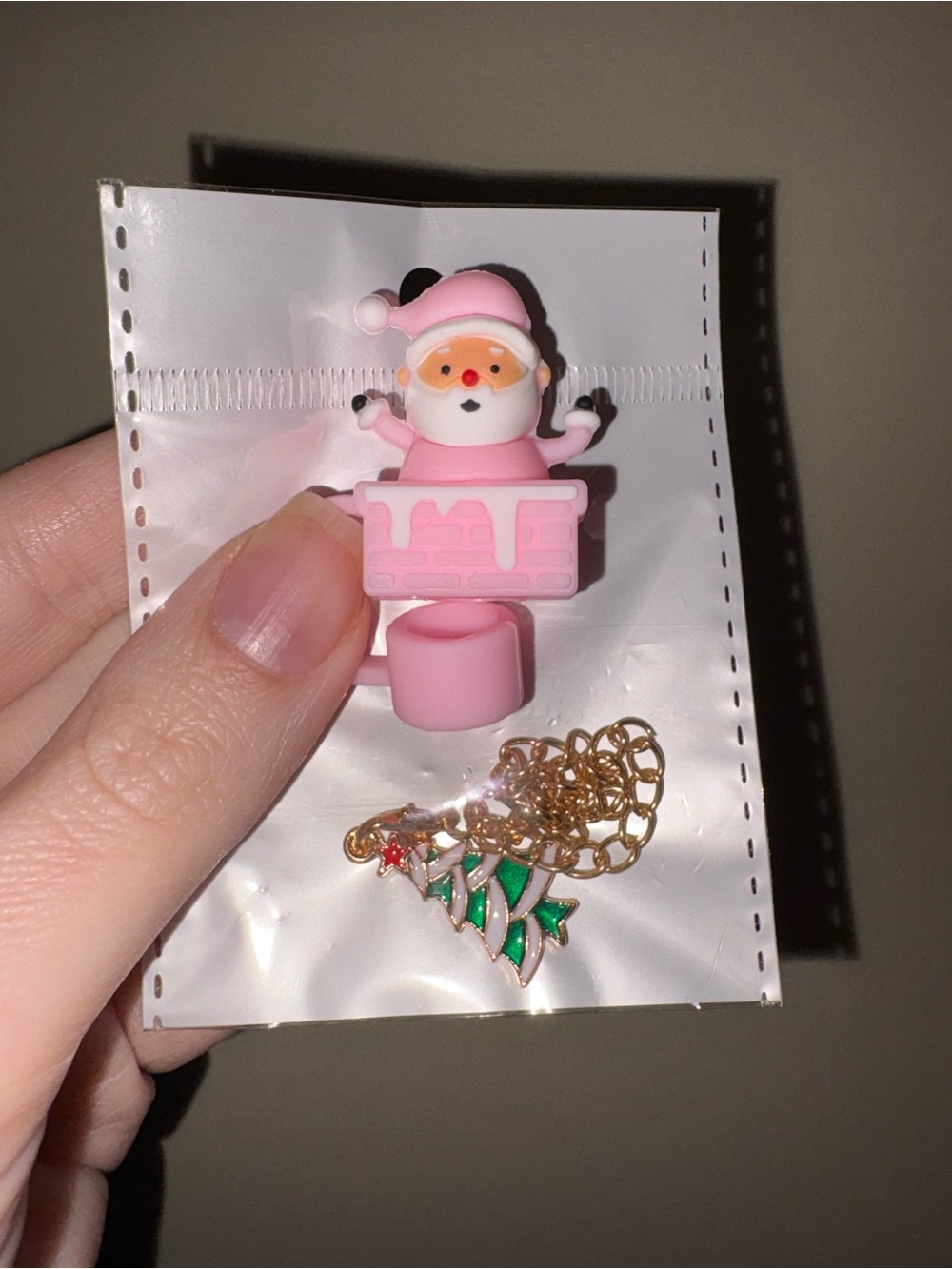 Pink Santa Chimney Straw Topper and Charm for Stanley Cup